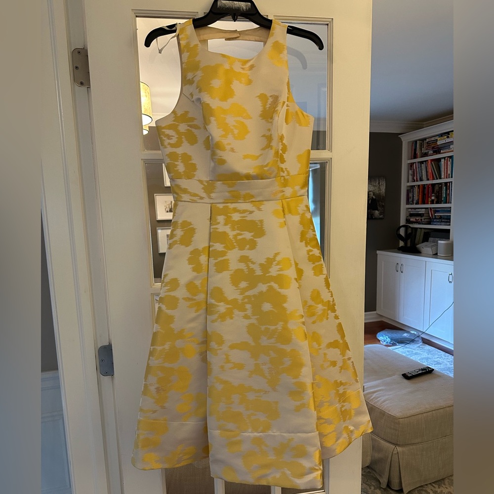 Eliza J Yellow and White Halter A-Line Sundress